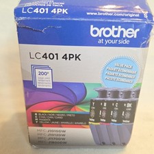 NEW OEM - BROTHER LC401 4PK Ink Cartridges CMYK - Sealed in Box, 10/2028