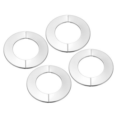 4Pcs Wall Split Flange 3'', Round Self-Adhesive Escutcheon Plate, Silver