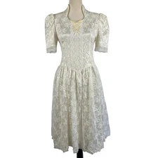 Vintage 90's Jessica McClintock Gunne Sax Formal Dress IvoryLaceWedding Size 12