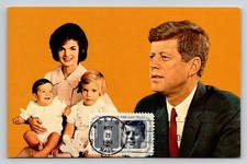 JFK Kennedy Family Postcard Jackie Caroline John Jr. Mirro-Krome 1964 Posted