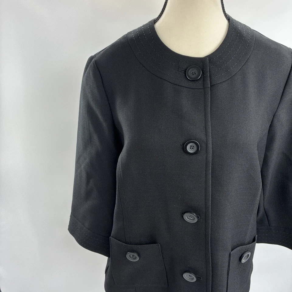 Alfred Dunner Womens Size 10P Jacket Black Button Front 3/4 Sleeve Petite - Image 2 of 4