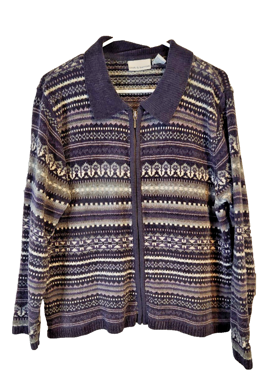 Croft & Barrow Womens Large Sweater  Zip Cardigan Collared Knit Acrylic Purple