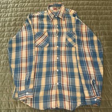 Vintage 1970s Big Mac JCPenney Cotton Plaid Flannel Shirt Button Up Size Large