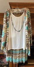 Alfred Dunner 3 Pc Suit Broomstick Skirt - Ruffle Jacket - Tank Top - Necklace