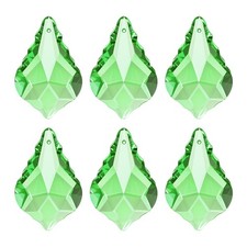 K9 Crystal Teardrop Beads, 6 Pack 38mm Chandelier Prisms Leaf Light Green