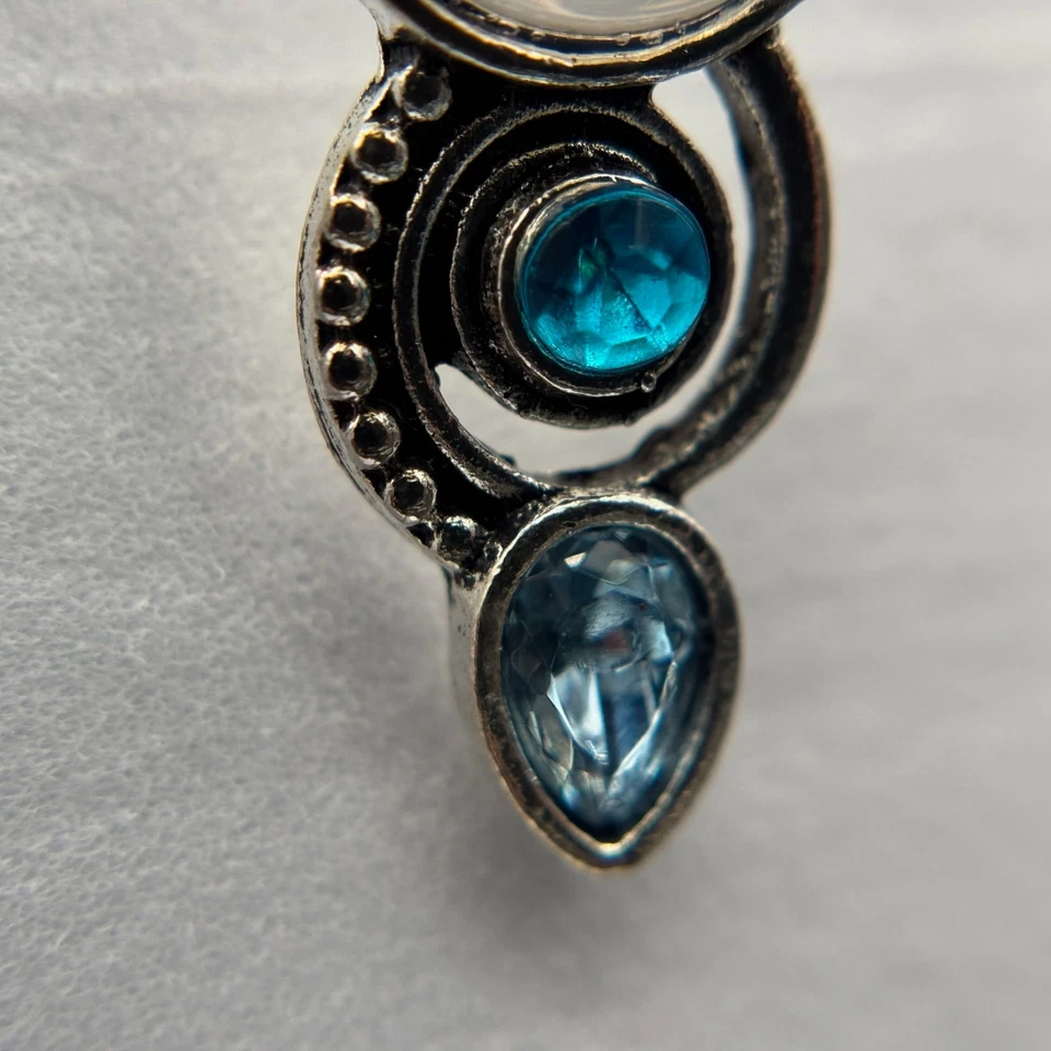Pendientes colgantes trío de vidrio tono plata piedras estilo azul y ópalo Y2K Boho Foto 4 de 4