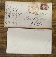1860 Postal Cover & Letter Boston MA to Parkman OH Clinton Line Railroad Interes