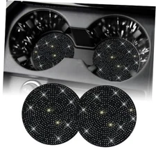 SINGARO Bling Cup Holder Coasters for Car Universal Non-Slip Cup 2PCS Black