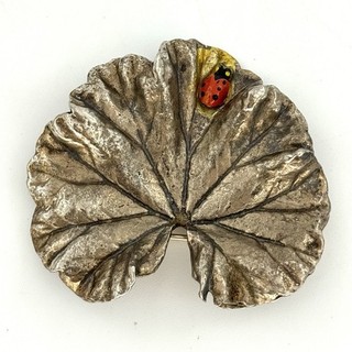 Napier Sterling Silver Lily Pad Lady Bug Pin