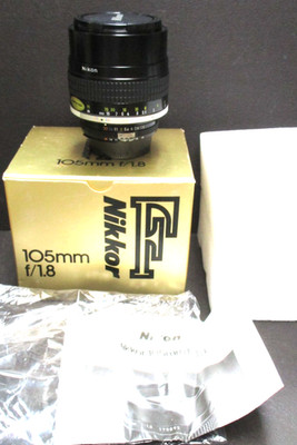 NIKON Nikkor 105mm f/1.8 AIs lens Nikon USA OPEN BOX MINT in box & packaging