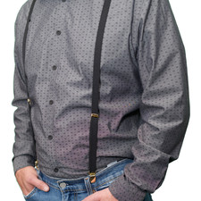 Men's Y Style Suspenders, Various Colors, Goldtone Snaps, USA Made
