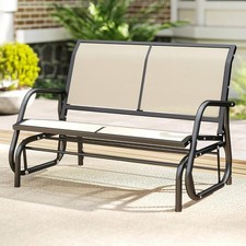 Image of Garden Bench Metal 2 Seater Rocking Glider Chair Outdoor Patio Loveseat
