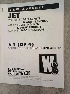 RARE ADVANCE REVIEW PROOF  Dan Abnett JET #1 November 200 WildStorm Series