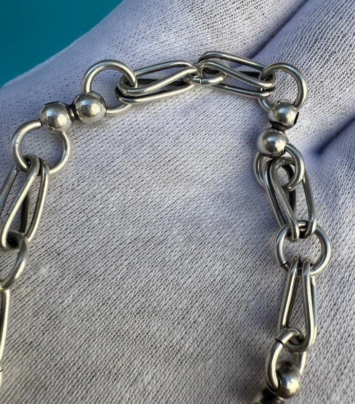 Elegant Vintage Sterling Silver Bracelet Perfect for Charms