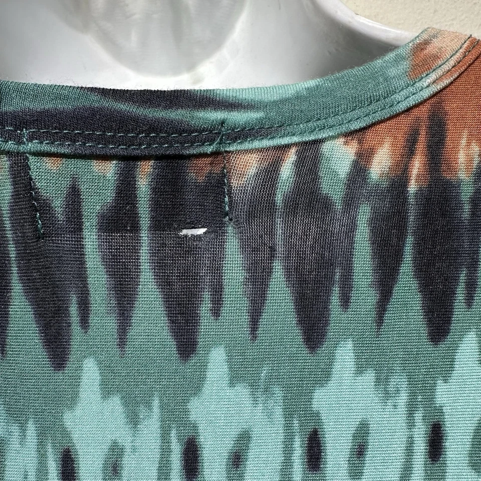 Torn by Ronny Kobo Ikat Bodycon 长袖迷你连衣裙绿色棕色褶皱 S 码 — 第 4/4 张图片