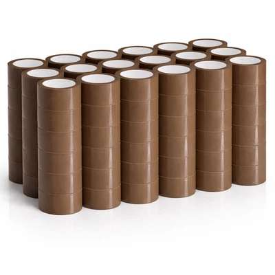 108 Rouleaux Ruban D 'em Ballage 48mm X 66m Adhésif Marron Paquet-Bande Carton - Photo 1/4