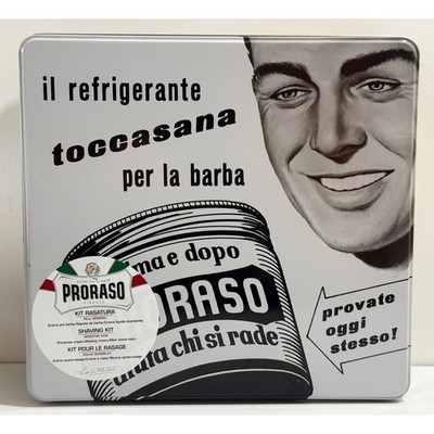 Proraso Shaving Kit Mens OS White Sensitive Skin Vintage Gino Tin 3pc Set