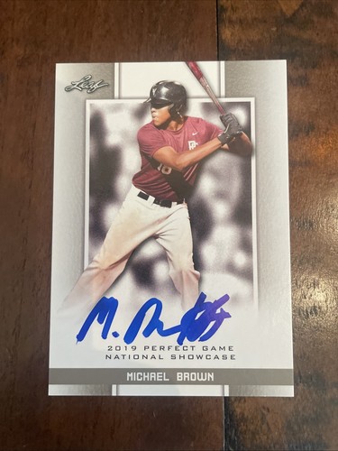 MICHAEL BROWN 2019 "1ST EVER PRINTED" LEAF PERFECT GAME NIKE RC #207 AUTO SIGNED - Picture 3 of 10
