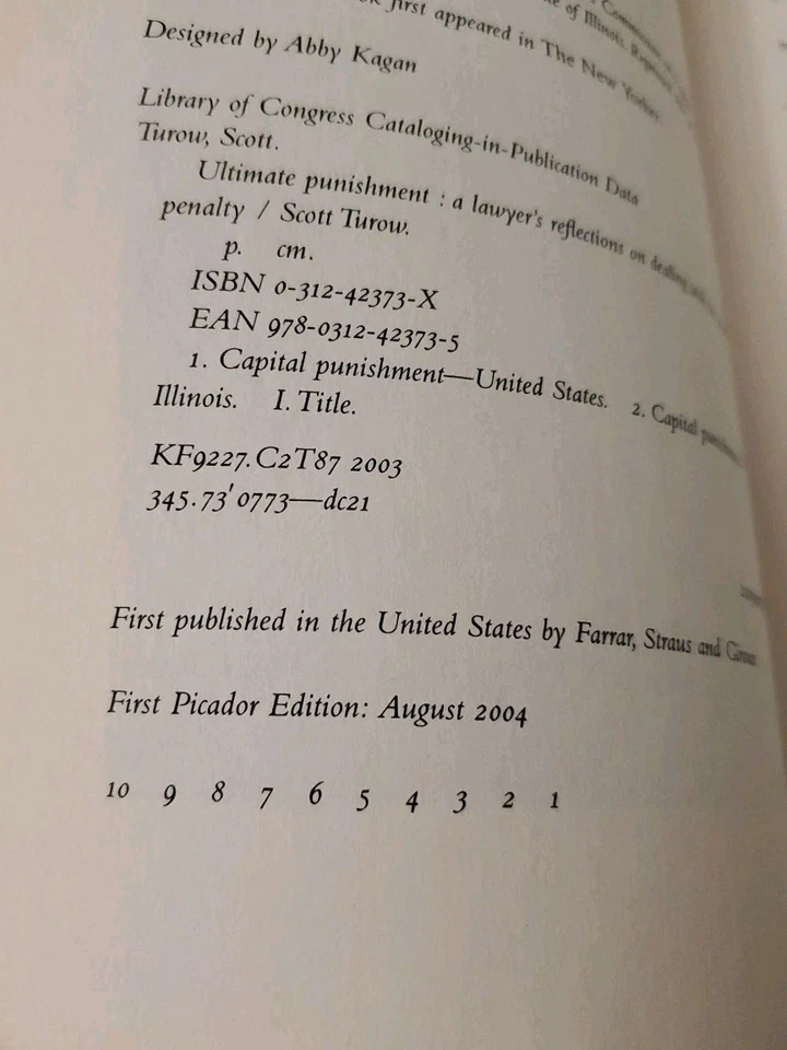 Scott Turow Ultimate Punishment SIGNED PB First Edition Picador 2004 - Image 3 of 4