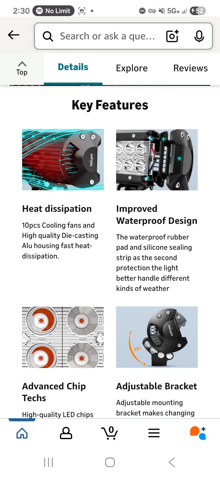 LED Light Bar 12 Inch 72W Spot Flood Combo Red Beam Off Road Lights -Red