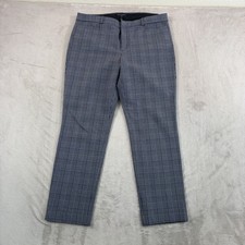Banana Republic Straight Sloan Pants in Grey Blue Glen Check Women 12 Stretch