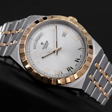 Tudor Royal 41mm COMPLETE Steel Silver Dial Sapphire Yellow Gold Bezel Two Tone