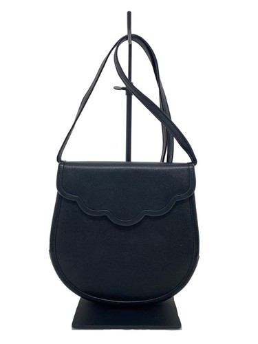 Yves Saint Laurent YSL Leather Black Scalloped Flap Shoulder Bag