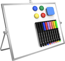 Dry Erase White Board, 16Inx12In Large Magnetic Desktop Whiteboard with Stand, 1