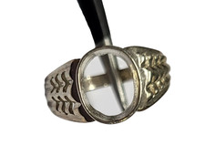 Oval 10 x 8 mm Semi-Mount Blank Ring Size 7.5 US 925 Sterling Silver Men's