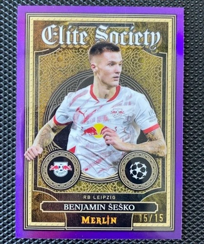 Benjamin Sesko 2024-25 Topps Merlin UCC Elite Society Purple Refractor /15 ES-14