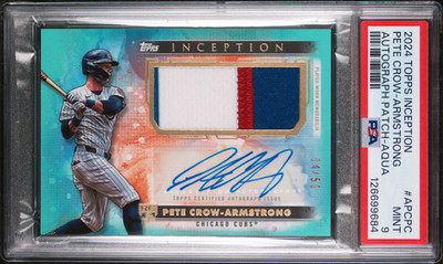 Pete Crow-Armstrong Rookie Auto Patch 04/50 Jersey Match PSA 9 Topps Inception