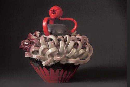 Ceramic Pottery Wheel Thrown Sculpture, Lidded Jar - Picture 2 of 7