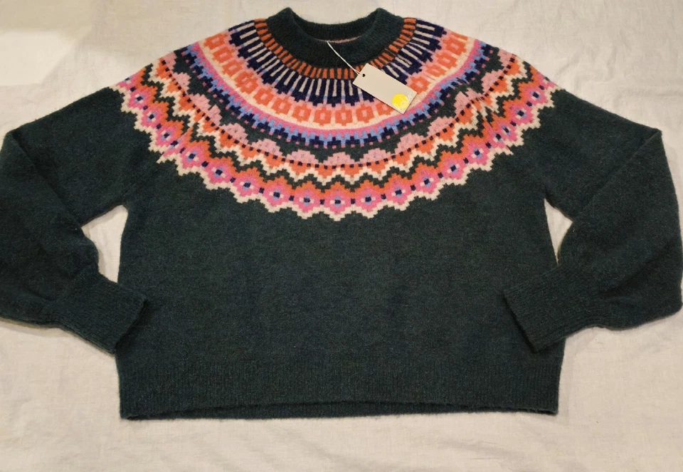 Suéter Boden Fluffy Fair Isle Verde Nuevo con Etiquetas Nuevo 12 Foto 3 de 4