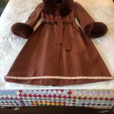 Vintage 1971 Spiegel Burgundy Long Leather Coat With Dyed Lambs Wool Trim Iconic