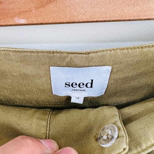 Seed Heritage Box Shorts Khaki Brown Button Pockets 14 - Picture 9 of 17