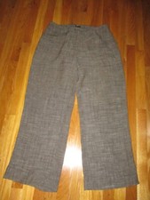 Ladies Eileen Fisher Brown Woven Linen Wide Leg Pants Size M