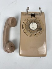 Vtg Tan Western Electric Bell System 554BMP Rotary Dial Wall Telephone Need Cord