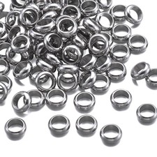100pcs 304 Stainless Steel Ring Metal Beads Large Hole Loose Spacers Smooth 8mm
