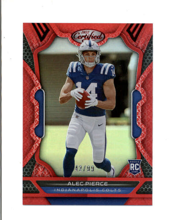 ALEC PIERCE 2022 PANINI CERTIFIED #136 COLTS ROOKIE MIRROR RED RC #42/99 BD4454