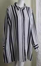 Karen Kane Sz 3X White Black 35" Long Art-to-Wear Black So Chic Tunic Top