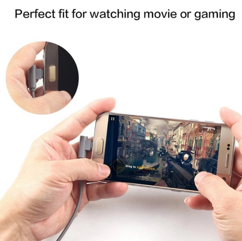 3 Pack USB C 6ft 90 Degree Angle Fast Charger Cable Braided Nylon USB Cord Long - Image 4 of 4