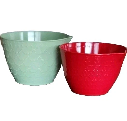 2-Pioneer Woman ~ Melamine ~ 2.4 Quart & 3.5 Quart ~ FLEUR Batter Bowls w/Spout