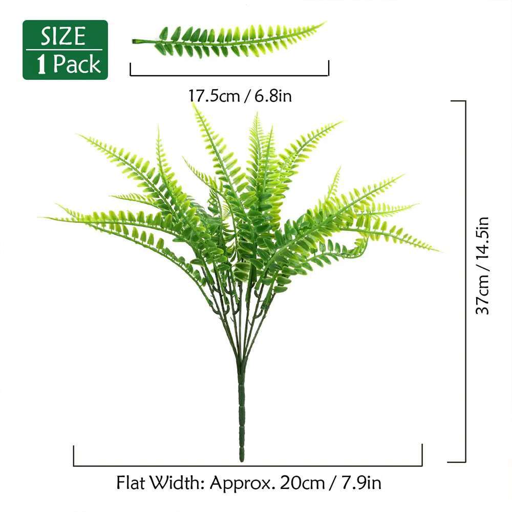 10 Bundles Boston Fern Outdoors Decor Faux Ferns Artificial Plants Uv Resistant