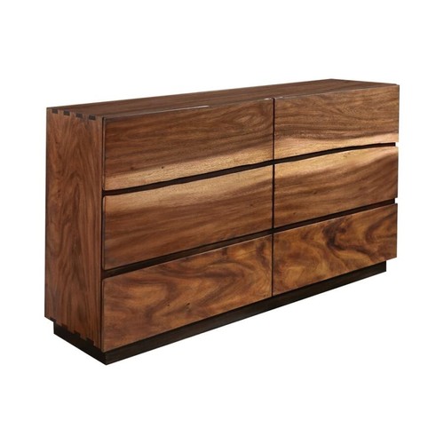 4 PC SMOKEY WALNUT TREE SLAB QUEEN STORAGE BED NS DRESSER BEDROOM FURNITURE SET - Picture 7 of 22
