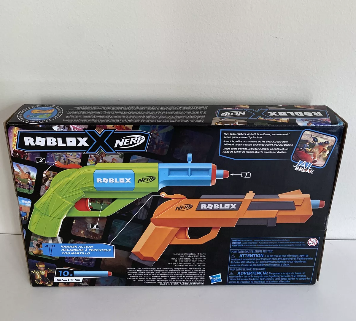 NERF ROBLOX JAILBREAK: ARMORY, INCLUDES 2 HAMMER-ACTION BLASTERS