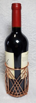Copper Colored Metal Wine Bottle Holder/Basket