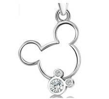 NEW SILVER PL MICKEY NECKLACE WALT DISNEY WORLD DISNEYLAND JEWELRY MINNIE USA