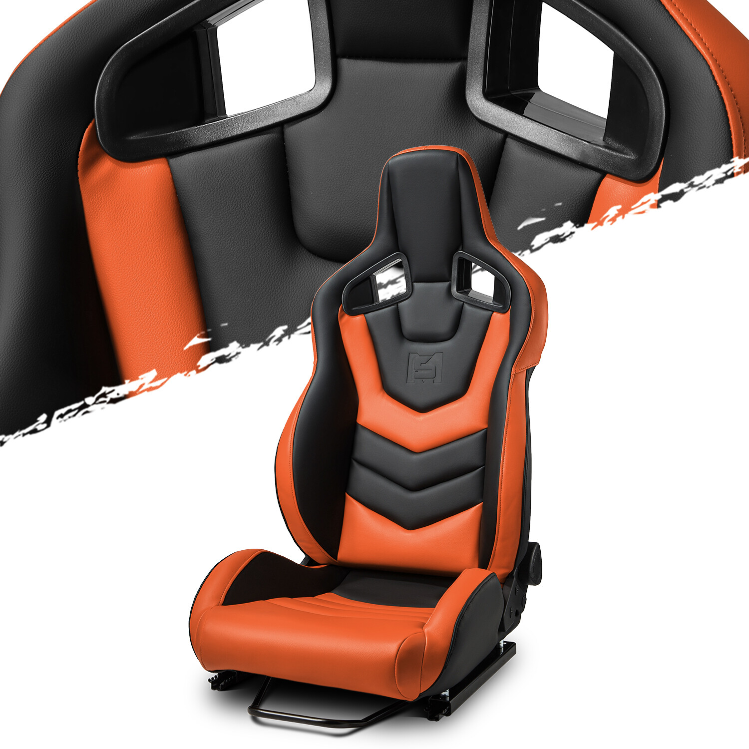 Reclinable PVC Racing Seats Universal Car Seat BlackOrange EVOSeries