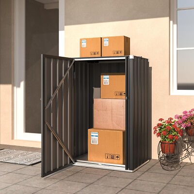 Outdoor Metal Storage Cabinet & Package Delivery Box Metal Vertical Storage Shed