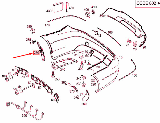 MERCEDES-BENZ C W204 Rear Bumper To Fender Bracket A2048801514 NEW 